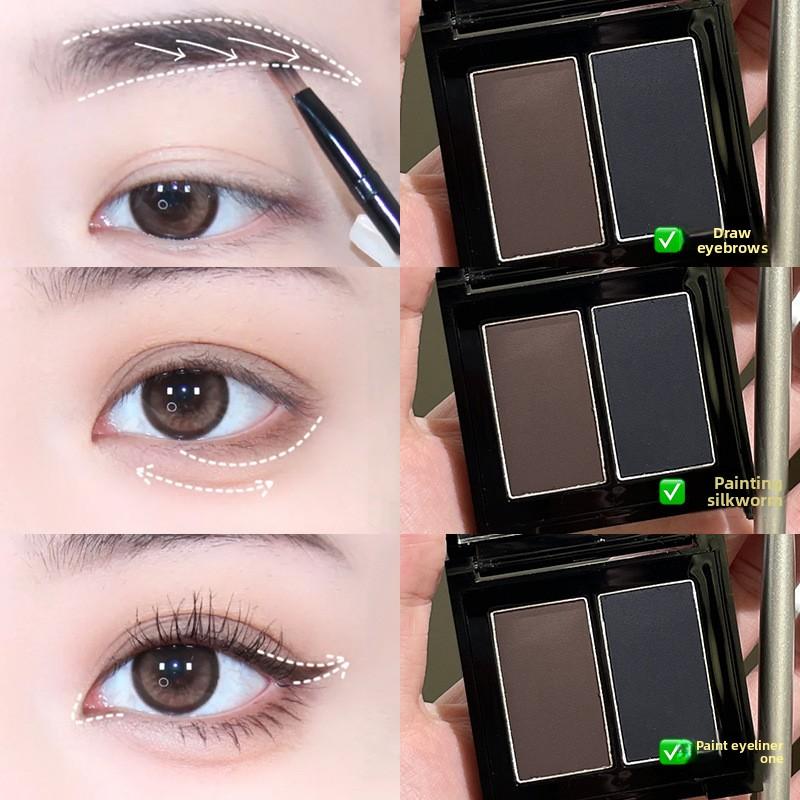 Dual-Color Eyeliner Powder with Matte Finish, Long-Lasting Smudge-Proof, Perfect for Beginners.