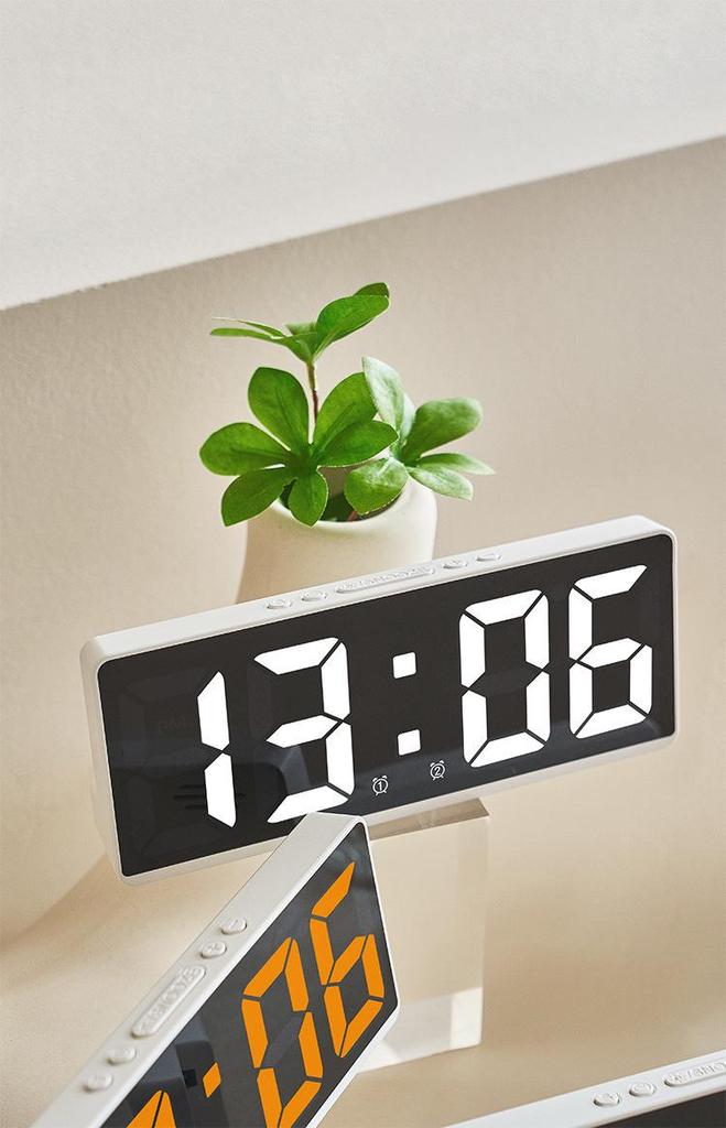 Minimalist Dual Alarm LED Clock - Large Screen Digital Bedroom Bedside Korean Style (6628)