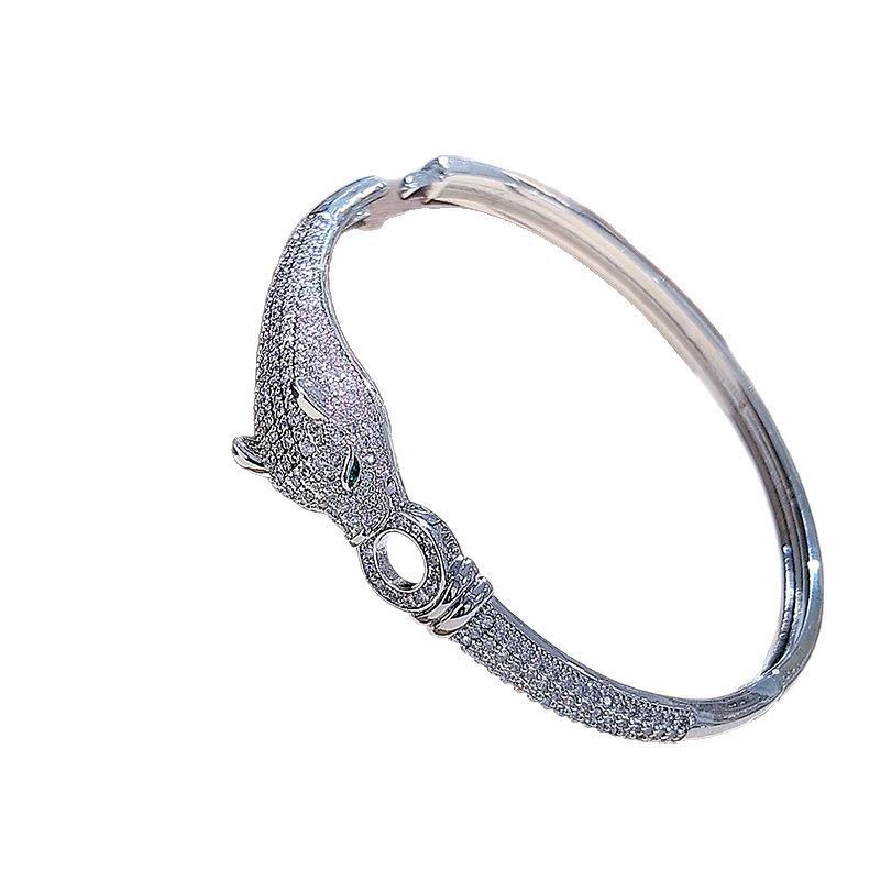 Cheetah Bracelet Inlaid with Zircon Leopard Head Bracelet S-shaped Snake Bracelet