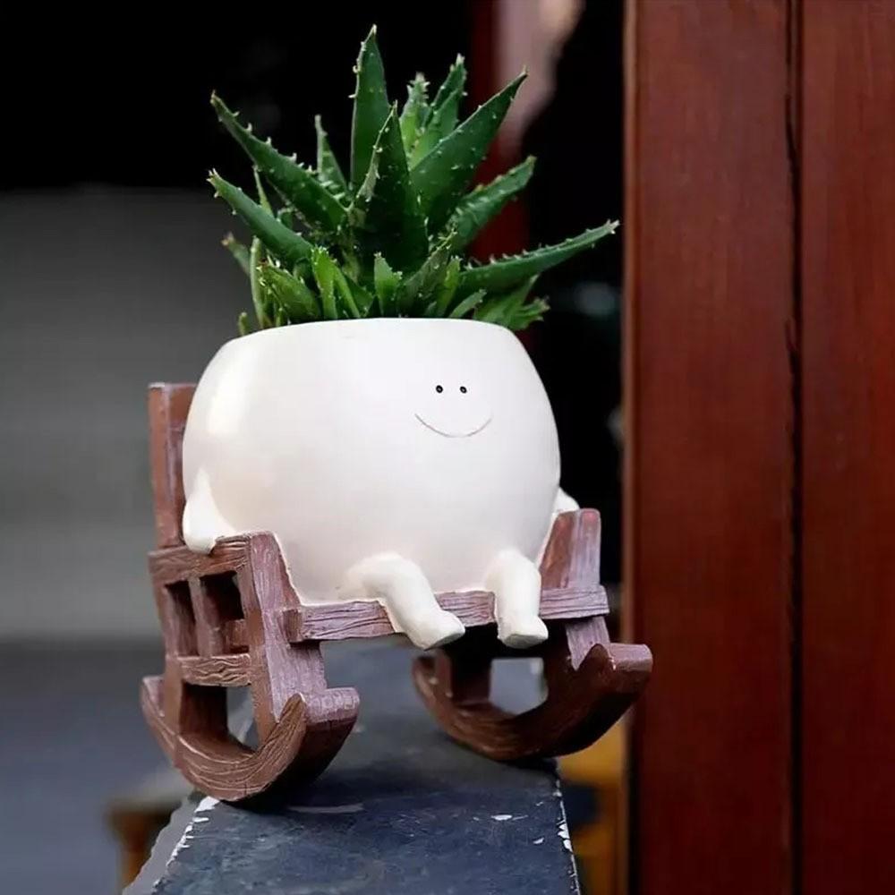 Entzückender Kreativer Niedlicher Schaukelstuhl Sukkulenten Pflanztopf Dekorative Büro-Vase
