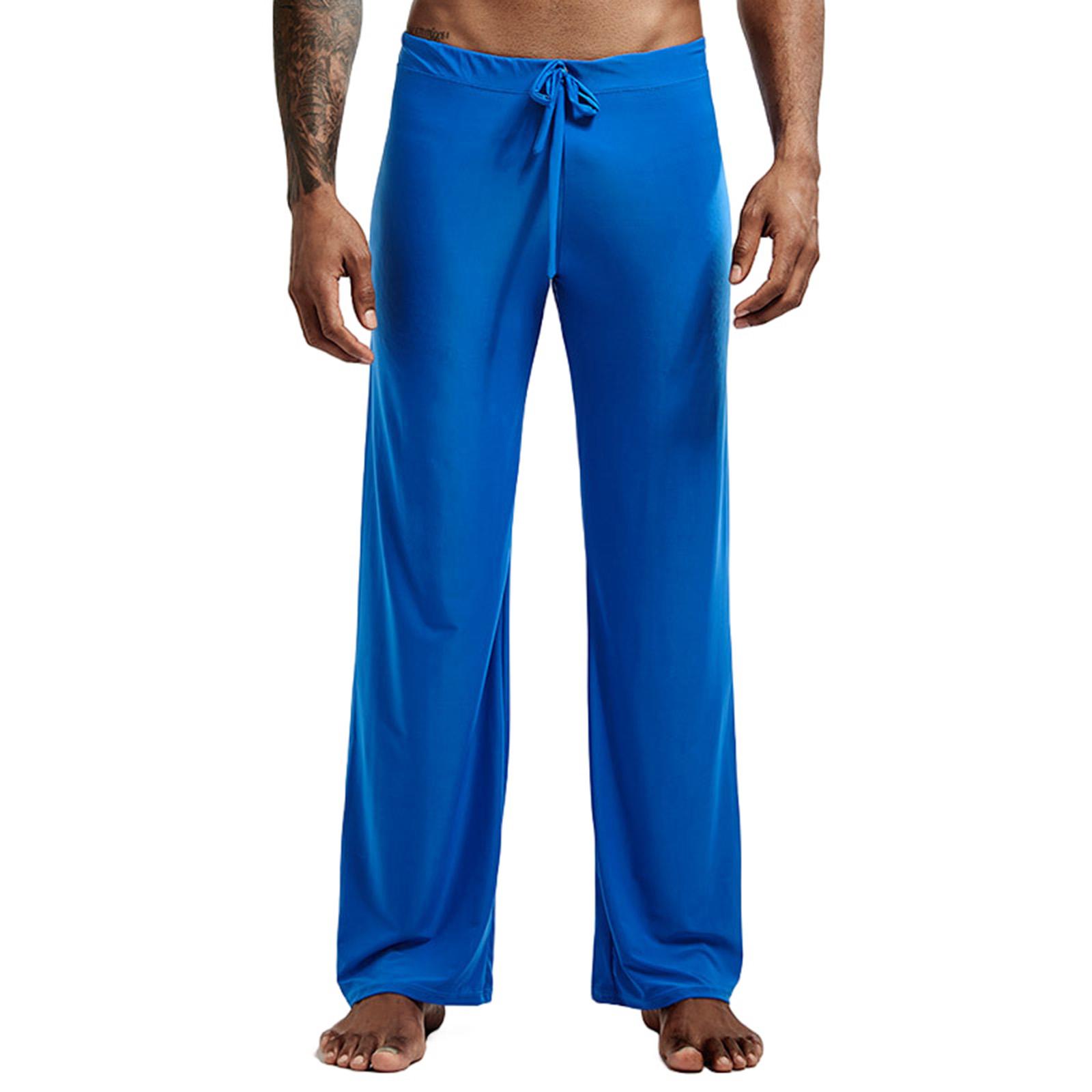 

Men s Solid Color Loose Wide Leg Home Pants Pajama Pants Men s Casual Fashion Yoga Pants L синій