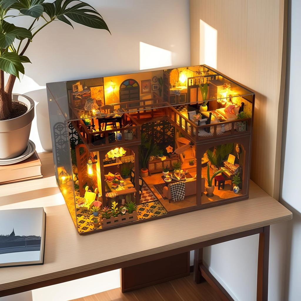 Sofiey Dollhouse DIY Kit Set, Miniature Furniture Craft Kit with Dustproof Case, TD47 [Time Story]