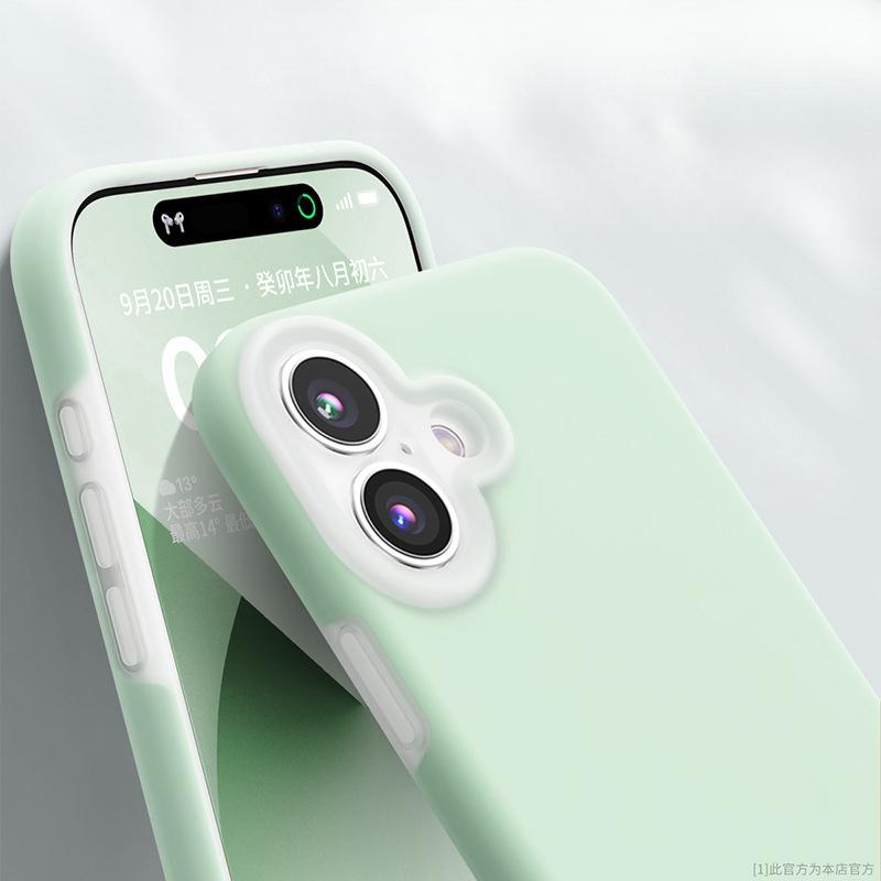 Applicable To IPhone 16 Mobile Phone Case Macaron Magnetic Liquid Silicone Jelly Apple 15 Anti-fall All-inclusive 14 Soft Case