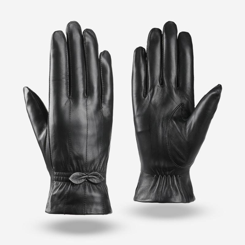 

Женские кожаные перчатки теплые плюшевые, ветрозащитные, модные для езды на велосипеде и утолщенные при вождении деловых электромобилей