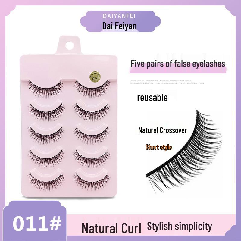 

Natural Cross Short False Eyelashes - Fairy Lashes for Barbie Moe Girl, Hard Stem Eyelid Support, 5 Pairs.