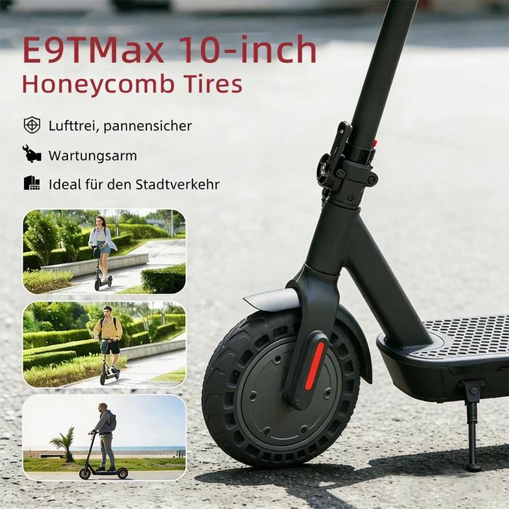 ABE E9TMAX Electric Scooter 500W Motor 10Ah, 10'' Honeycomb Tires Front Drive Rear Suspension, Max Speed 20KM/H 35-40KM Range Adult Electric Scooters
