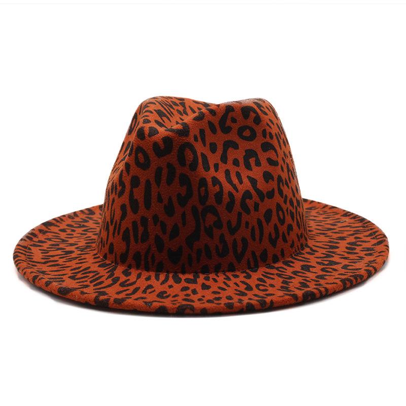 Hot-selling women's black soft woolen hats, leopard print hats, baron hats, spring women's top hats, gambler hats, large brim hats