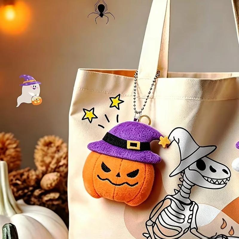 Porte-clés Peluche Halloween Pour Femmes Citrouille Fantôme Chauve-souris Chapeau de Sorcière Trick Or Treat Charme de Sac Dessin Animé Cadeaux de Fête Accessoires Porte-clés