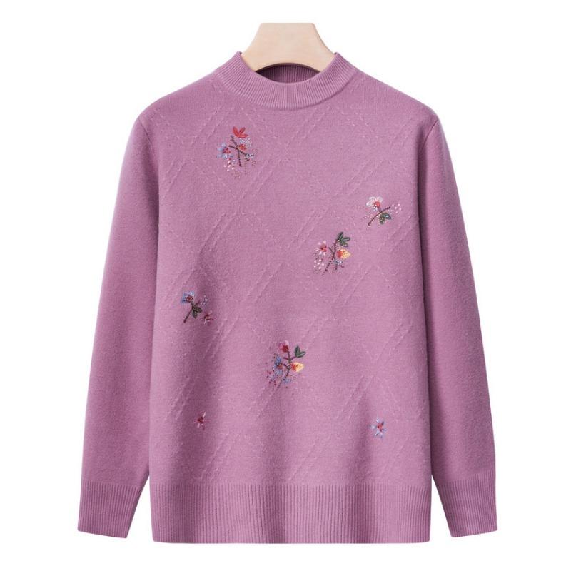 Grandma autumn women's top middle old man winter knitted sweater mother base clothes year 0 old lady sweater