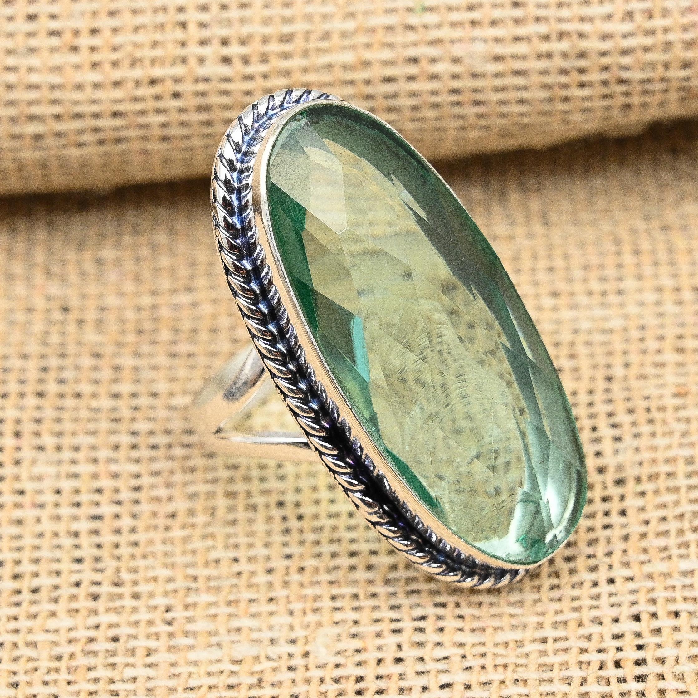 

Замечательное кольцо из стерлингового серебра 925 пробы с драгоценным камнем аква-апатит ручной работы 12 зелёный