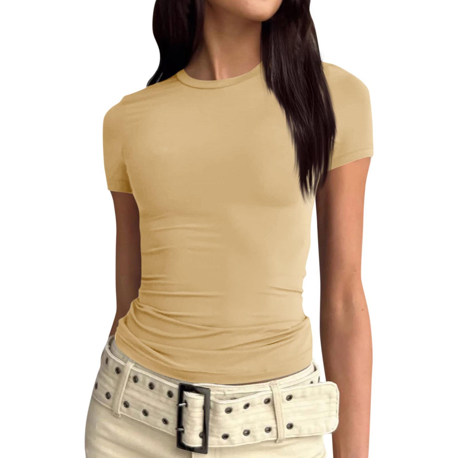 

Жіноча футболка з коротким рукавом Soild Sexy Cute Tee Slim Fit Tight Crop-Top XS жовтий