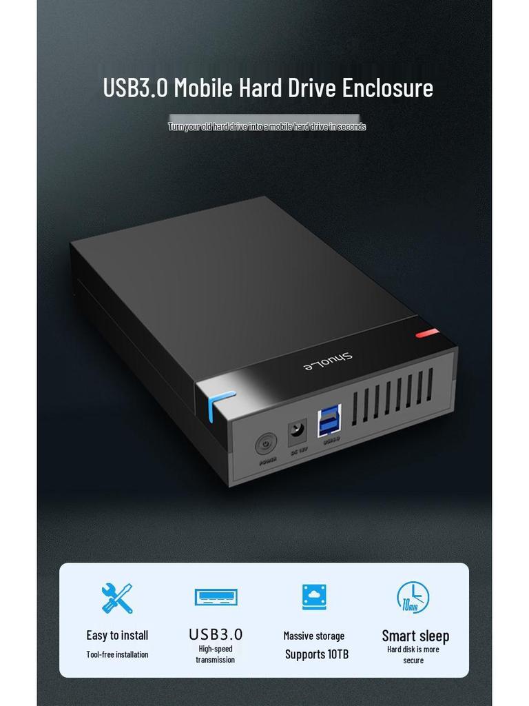 ShuoLe 3.5" USB 3.0 Tool-Free High-Speed External Hard Drive Enclosure
