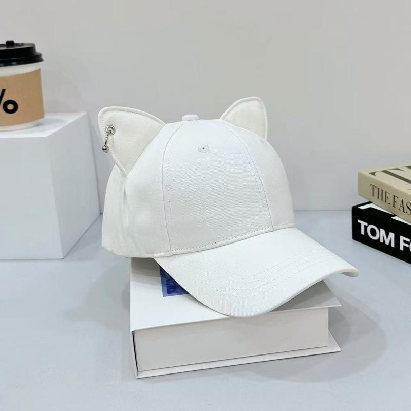 New Adjustable Hat Solid Color Cute Cat Ears Baseball Cap Trendy Cartoon Dad Hat Casual Couple Sun Hats For Women