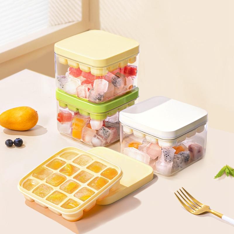 Square Ice Cube Tray Stackable Pp Ice Cube Freezer Molds Easy Release Ice Cube Maker For Whiskey Cocktail Coffee Kitchen Tools