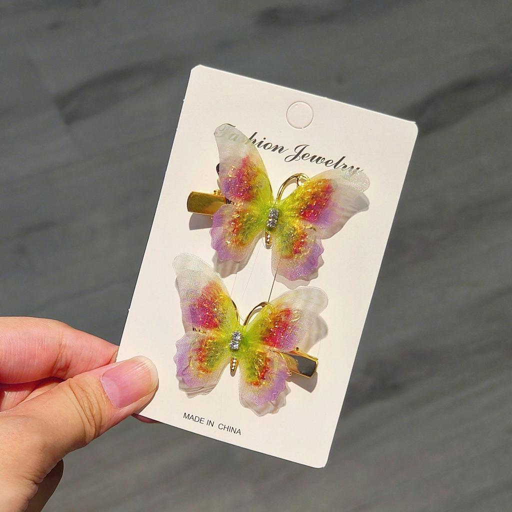 Gradient Butterfly Hairpin for Children - Cute Mesh and Alloy Duckbill Clip, Perfect for Hanfu and Fairy Styles