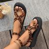 Mode 2024 Neue Damen Plateau-Sandalen Sommer Flache Freizeit Schuhe für Damen Mode Outdoor Leopard Strand-Sandalen Sandalias De Mujer