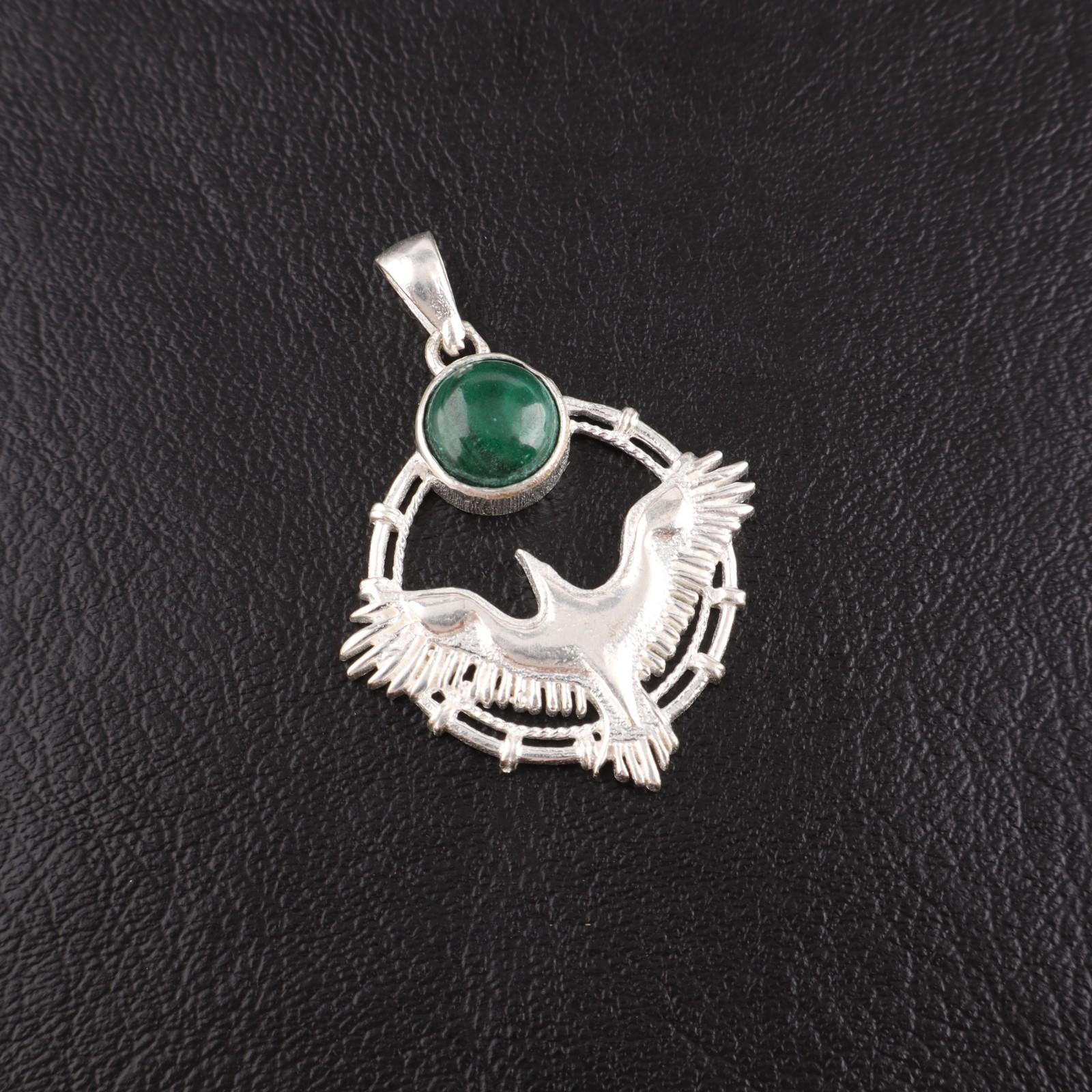 

Натуральный малахитовый драгоценный камень 925 стерлинговое серебро ювелирная подвеска 1,43 для женщин CP-38-36