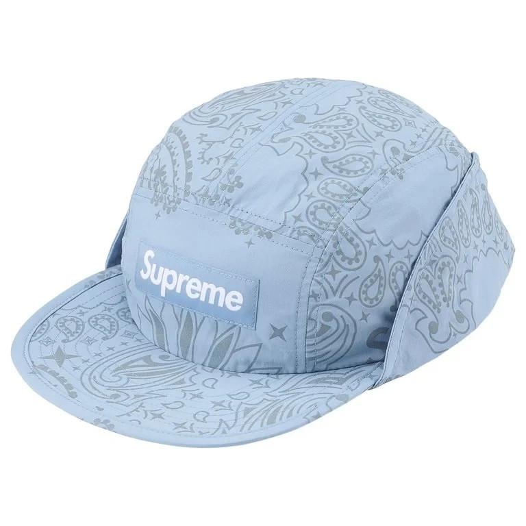 831646 Supreme Reflective Bandana Sunshield Camp Cap Light Blue One-Size