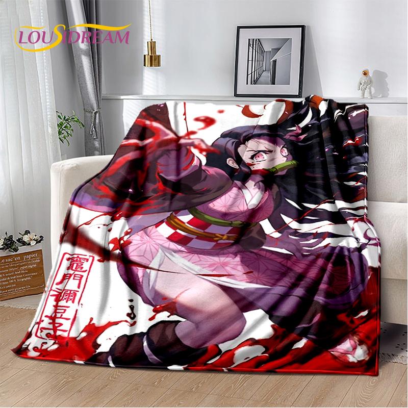 3D Demon Slayer Anime Kamado Nezuko Tanjirou Cartoon Blanket Soft Throw for Home Bedroom Bed Sofa Picnic Cover Child
