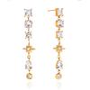 Yori Shiny Cubic Zirconia Tassel Stud Earrings Bright Anti Allergy Waterproof Charm Texture High Quality Jewelry