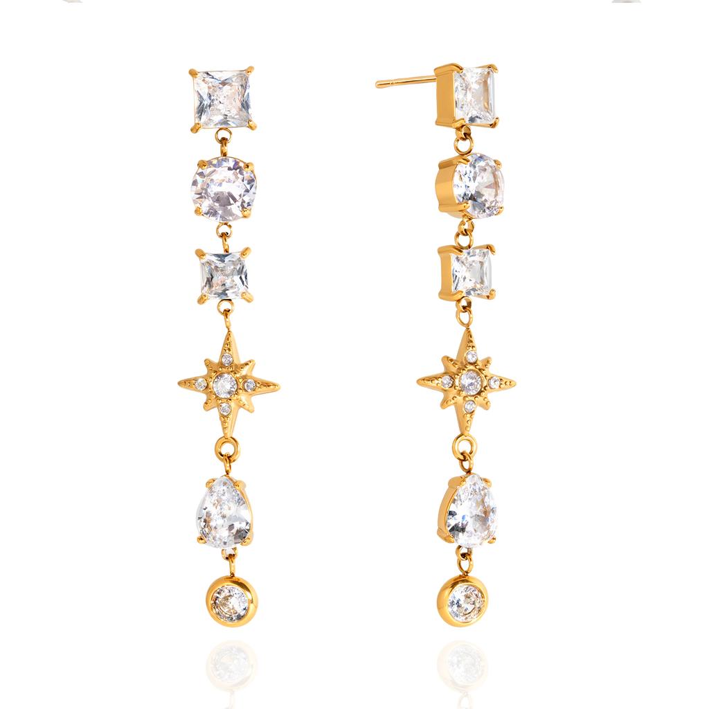 Yori Shiny Cubic Zirconia Tassel Stud Earrings Bright Anti Allergy Waterproof Charm Texture High Quality Jewelry