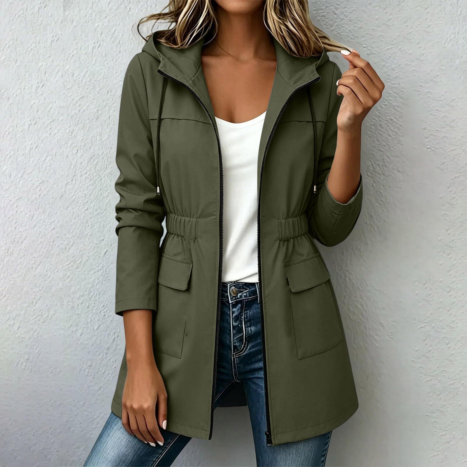 Women s Casual Zip-Up Hoodie Sweatshirt with Pockets L