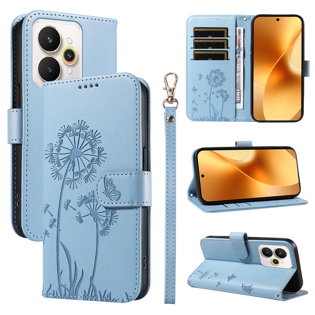 For Realme 15 Pro 5G/Realme 15 5G Leather Wallet Case with Strap Dandelion Imprint Phone Stand Cover