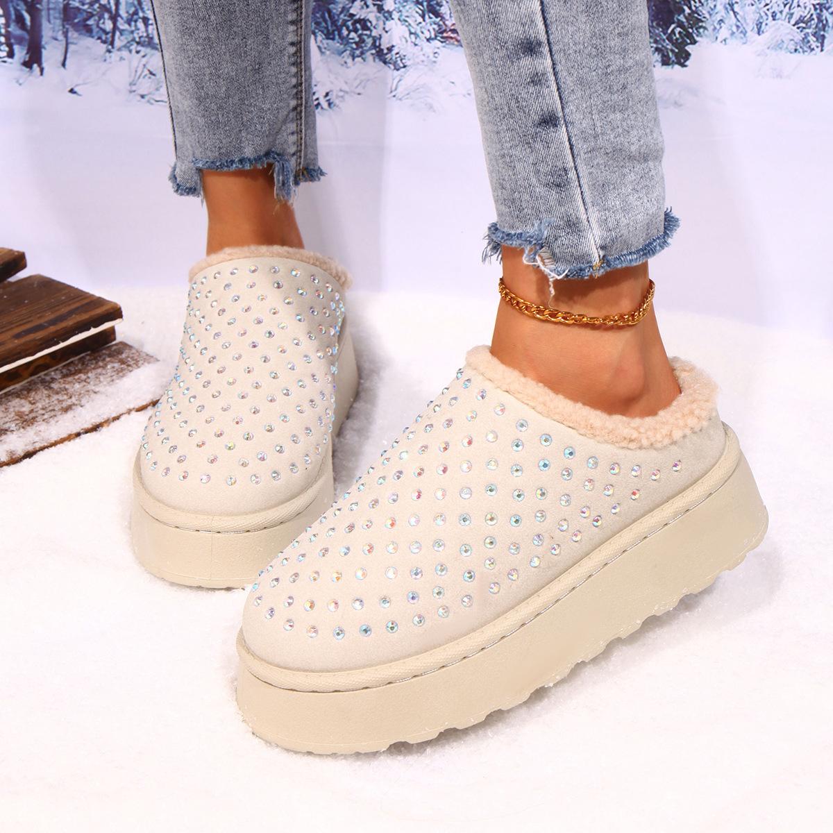 

Women s Wide Width Rhinestone Snow Boots, Plush Lined Platform Booties, Suede Winter Shoes Wholesale for Women 43 бежевий