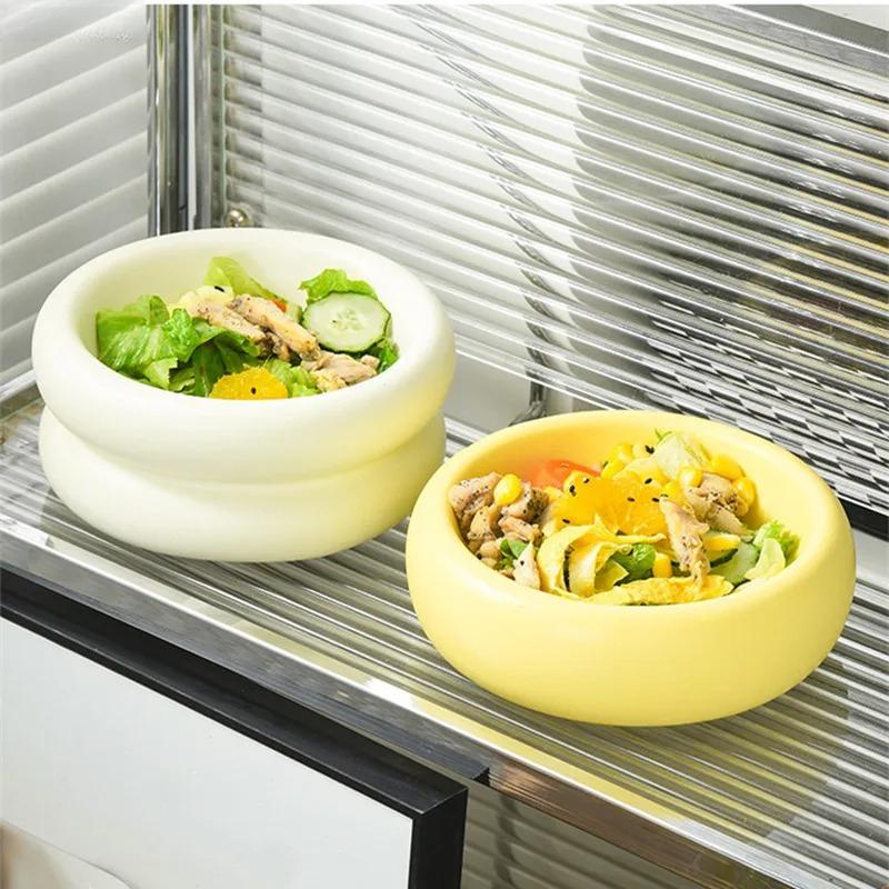 Creative Donut Plate Breakfast Oat Dessert Plate Restaurant Cuisine Decoration Cooking Dish Home Solid Color Ceramic Tableware