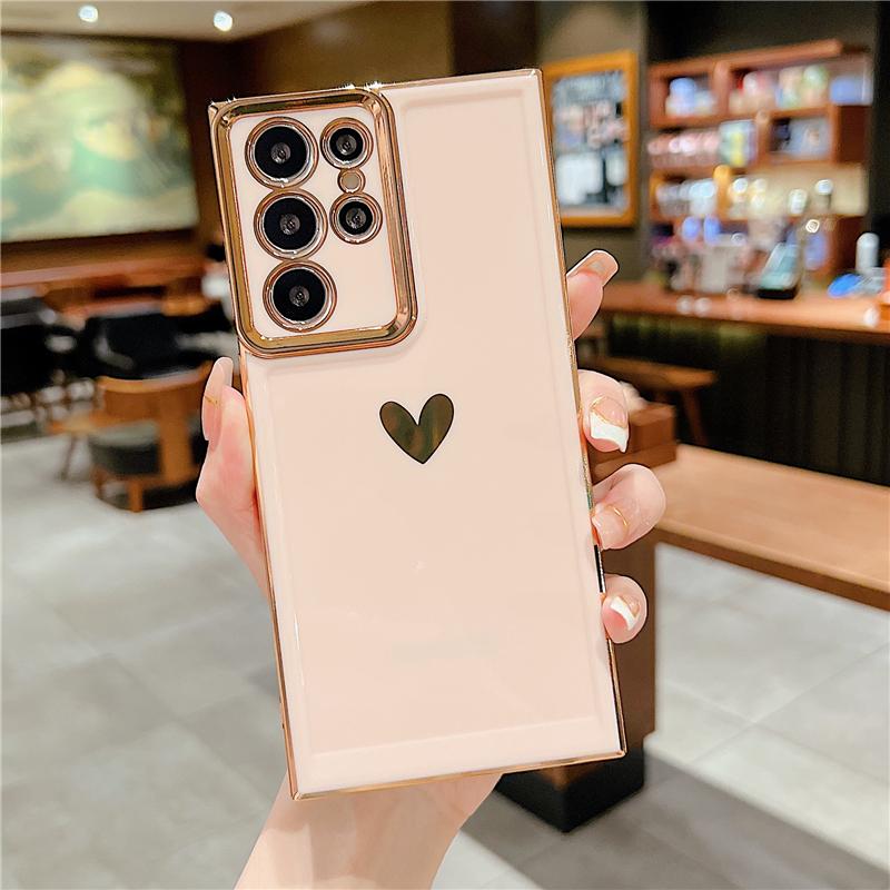 Bling Glitter Love Heart Plating Soft Case For Samsung Galaxy A53 5G S22 Ultra iPhone 14 Plus 13 Pro Max Shockproof Silicone TPU Back Cover Shell