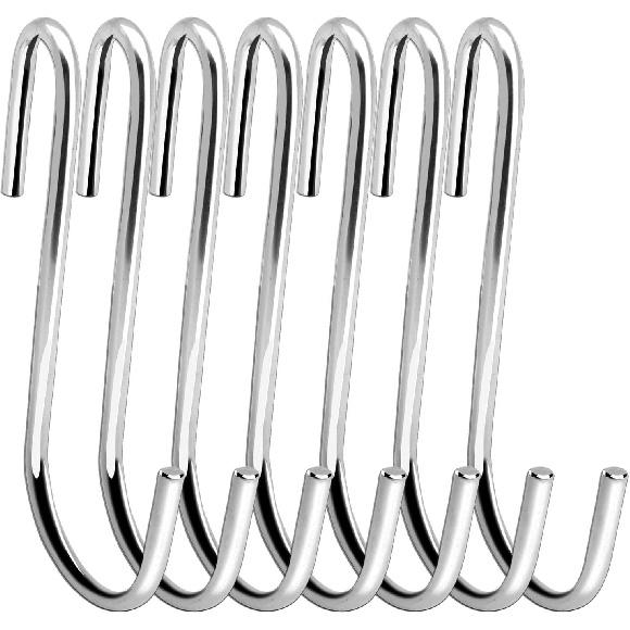 18 Pack 4 inch Heavy Duty S Hooks Pan Pot Holder Rack Hooks S Shaped Hooks Hangers for Oval Ceiling Pot Rack Hanging Kitchenware Spoons Pans Pots