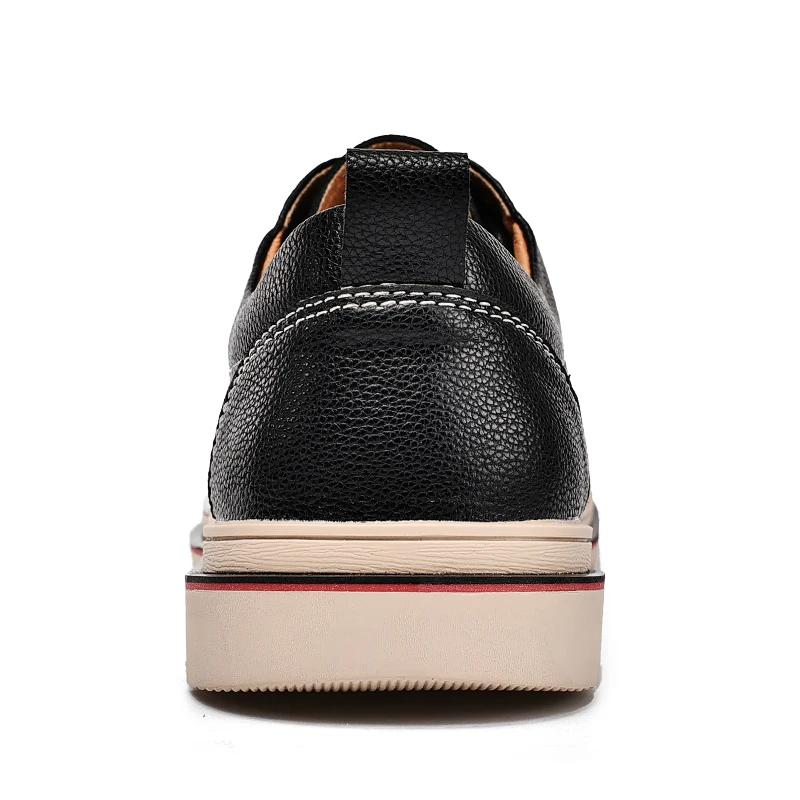 Men's soft leather casual outdoor shoes, waterproof and breathable adult anti-skid shoes, fashionable men's low top sanded leath