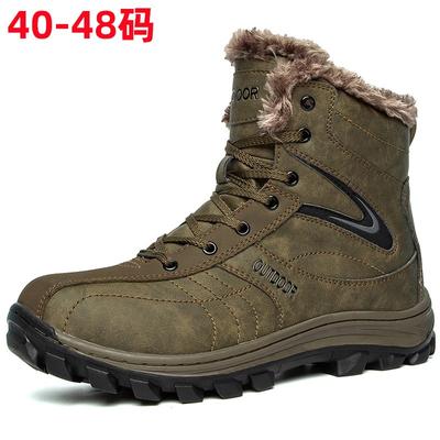 Fashion Genuine Leather Mens Boots Winter Warm Snow Boots With Fur Casual Shoes Outdoor Hiking Shoes Ankle Boot Big Size 48 D425