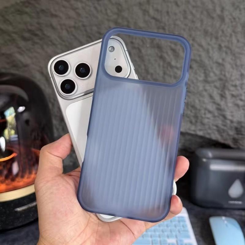 Stripe Corrugated Luggage Pattern Translucent Phone Case For iPhone 17 Air 16 15 14 13 12 Pro Max Frosted Shockproof Armor Cover
