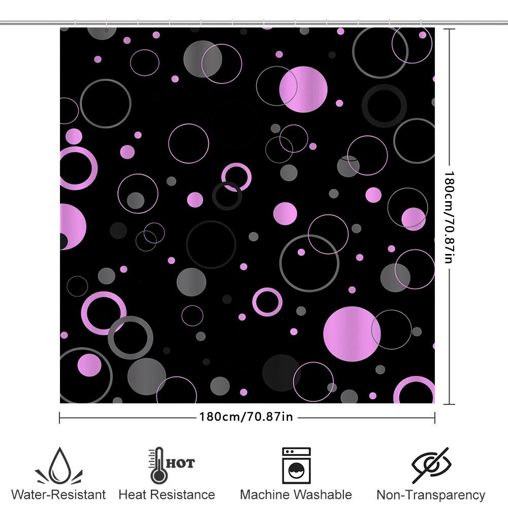 Red White Interlocking Circles Shower Curtain Home Decoration Waterproof Fabric For Bathroom Decor Large Size (72X84)