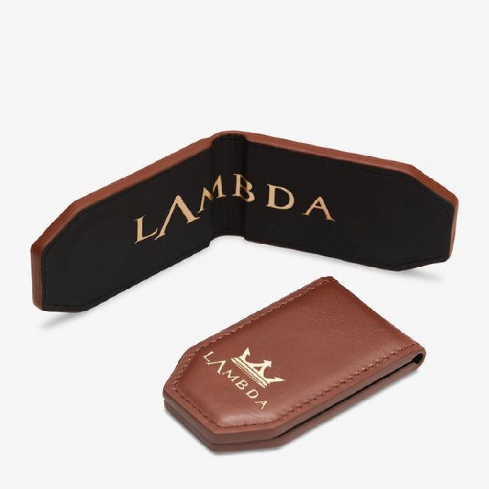 Lambda Golf Wallet Leather Money Clip Gold Classic Wallet