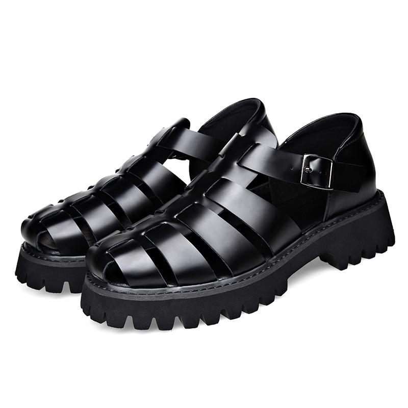 Plateau Sandalen aus echtem Leder Outdoor Sneaker Strand Gummi Flip Flops Wasser Trekking Sommer Herren Klassische Römersandalen Slipper