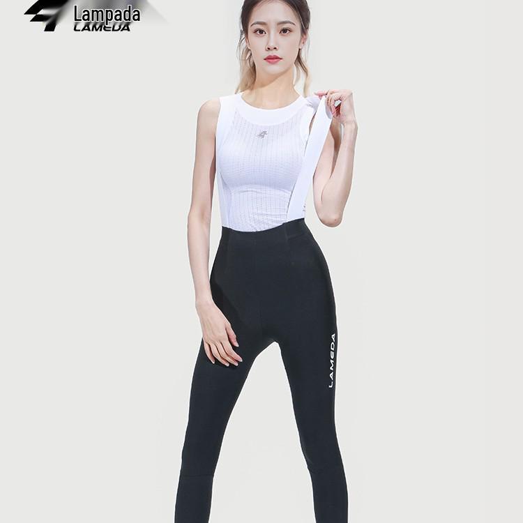 Lanpada Women's Slim Fit Cycling Bib Pants - Black, High Elastic for Spring/Summer