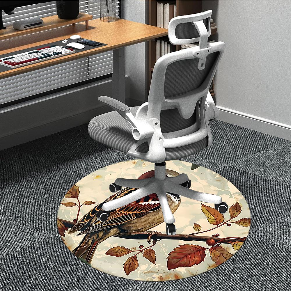 1PC Bird Office Round Area Rug, Mat Suitable For Office, Under Office Chairs Bedroom Living Room Home Decor, Room Deco