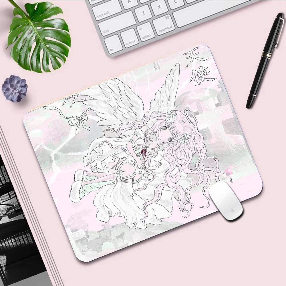 Sleepy Angel Pink Mouse Pad Anime Girl Gaming Keyboard Pads Gaming Accessories Thickened Hd Desk Mat Lock Edge Rubber Mousepad
