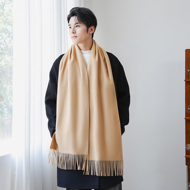 Cashmere Scarf Shawl High End New Wool Scarf Women's Winter Thickened Solid Color Scarf for Men