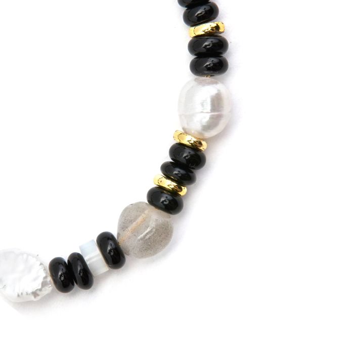 Bracelet - Nanys - Onyx - Argent 925 - finition or 18k - 16cm + 3cm d'extension