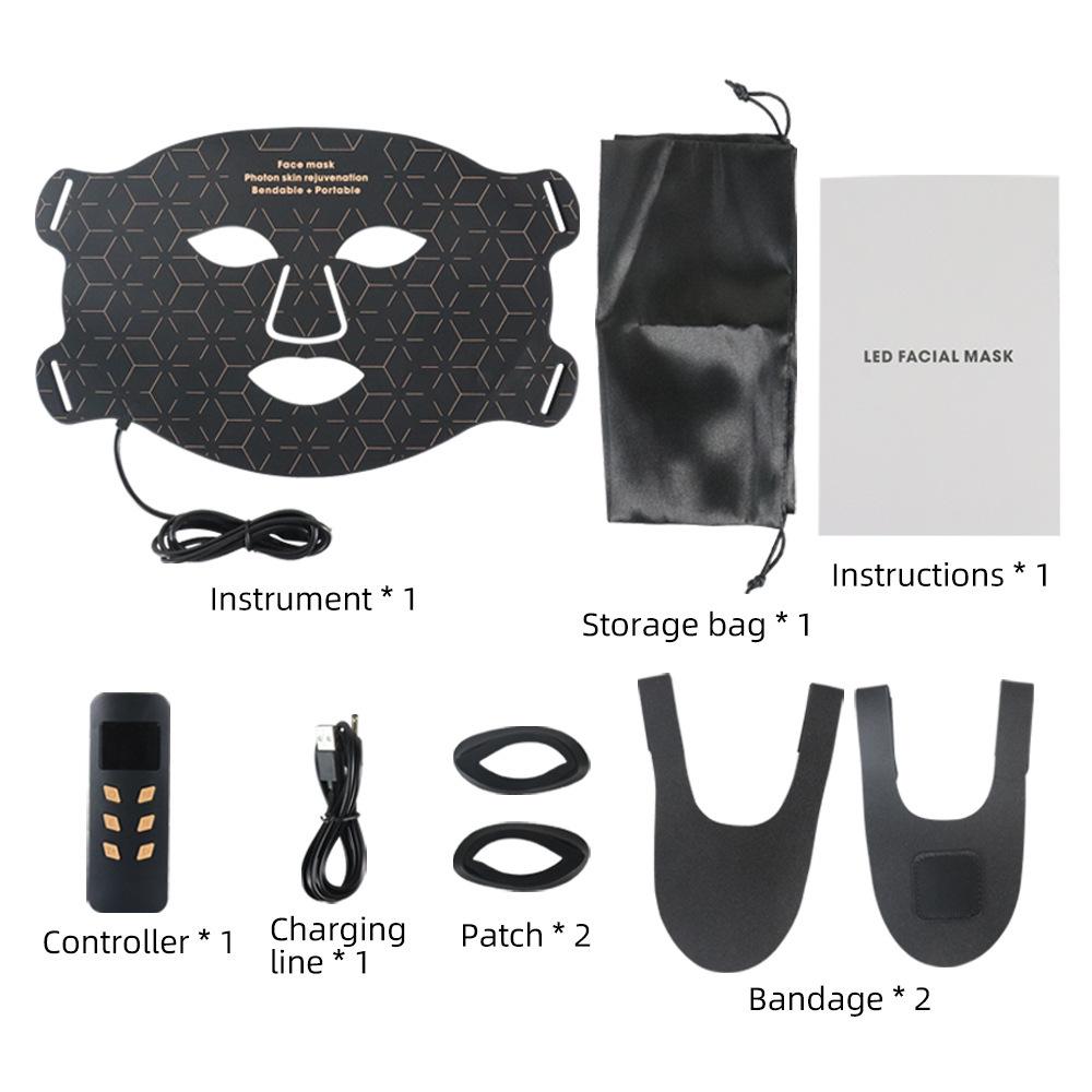 Ulepszona Silikonowa Maska Kosmetyczna do Fotonowego Odmładzania Skóry, Czerwone i Niebieskie Światło LED, Maska na Twarz do Domowego Użytku, Instrument na Podczerwień