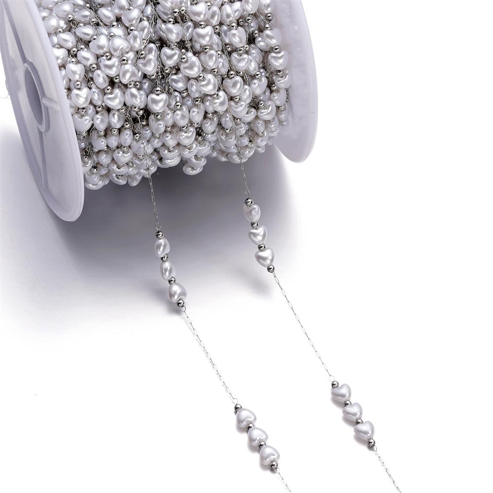 1Meter Gold Color Stainless Steel Imitation Pearl Beads Chain for DIY Necklace Bracelet Anklet Findings Jewelry Making Supplies