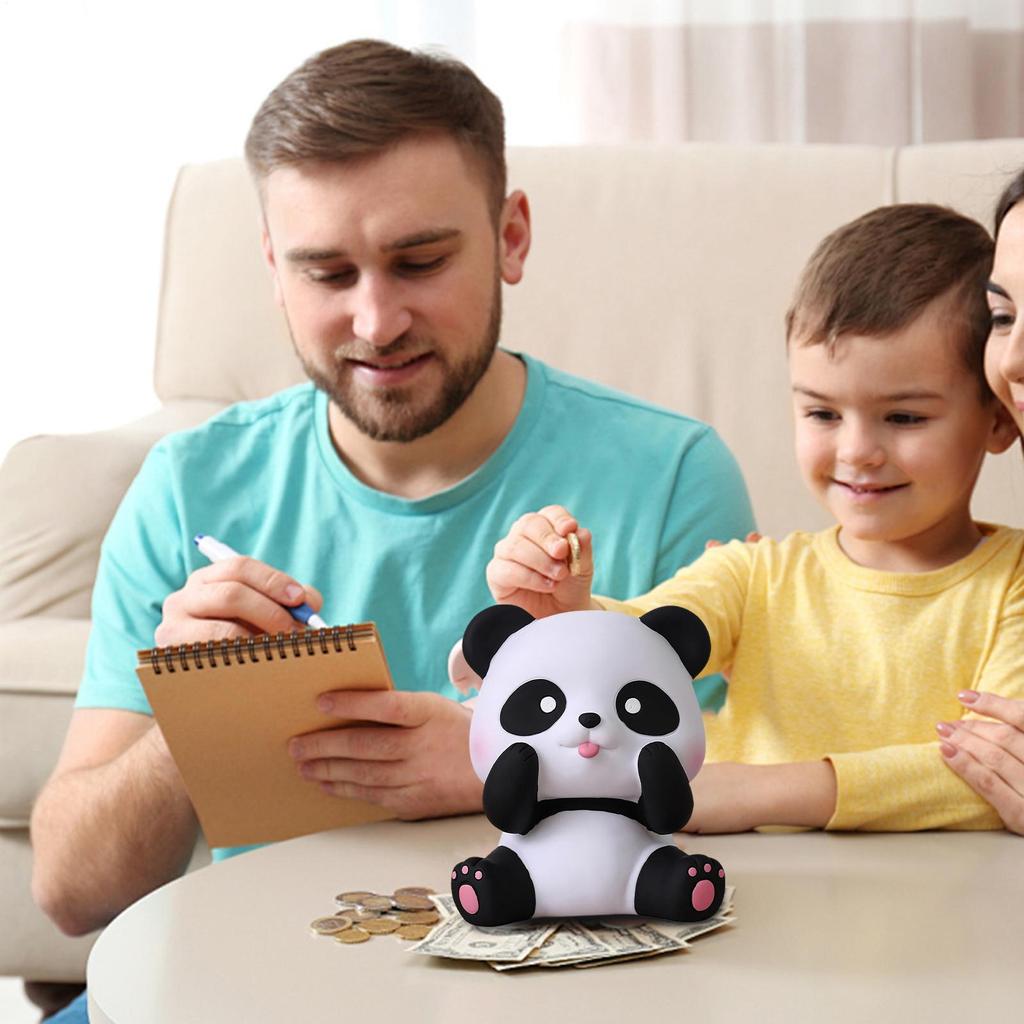 Coin Bank for Kids Panda Shape Kids Coin Saving Bank Quick Retrieval Wide-Opening Ornament for Children Students Teens Boys