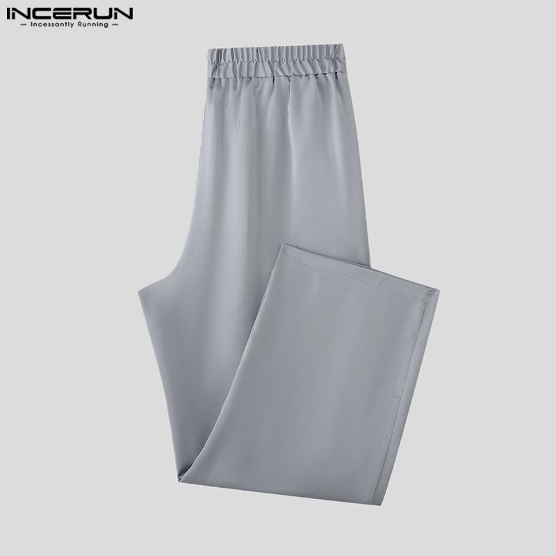 INCERUN 2PCS Men Long Sleeve Irregular TopsLong Straight Pants Sets Two Pieces Outfits