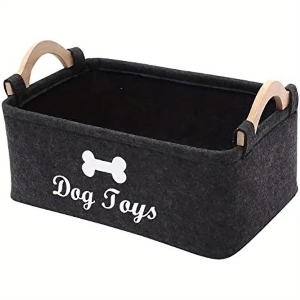 Felt Pet Toy Storage Basket Large Capacity Durable Toy Organizer For Cat Dog Toys