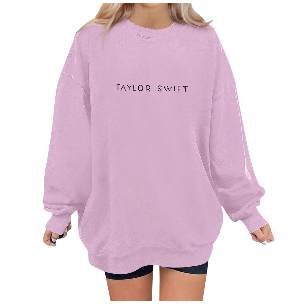 Pull à manches longues et col rond pour femme, haut décontracté à la mode imprimé