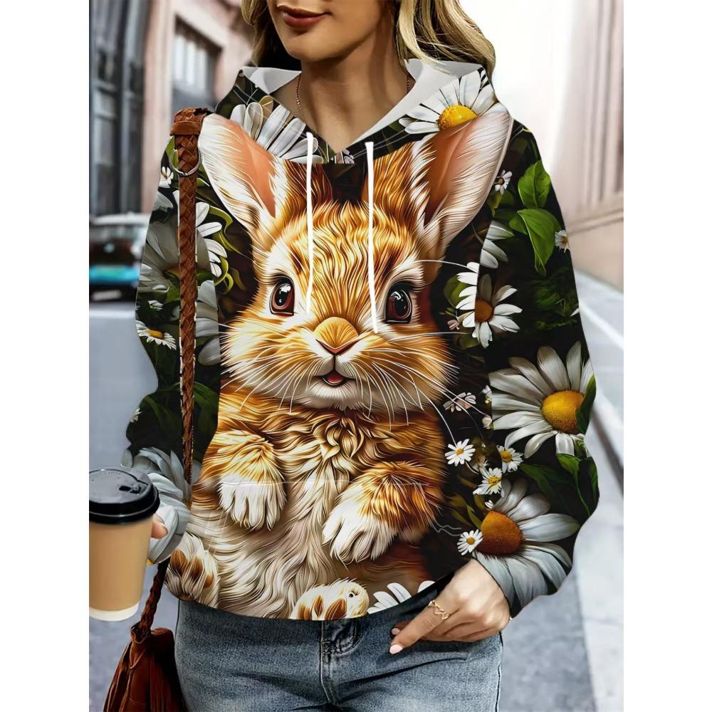 Jarní Evropský Americký Styl Mikina Vintage Zvířecí Králík Vzor 3D Tisk Mikina Dámská Ležérní Streetwear Mikina Pánské Oblečení Top