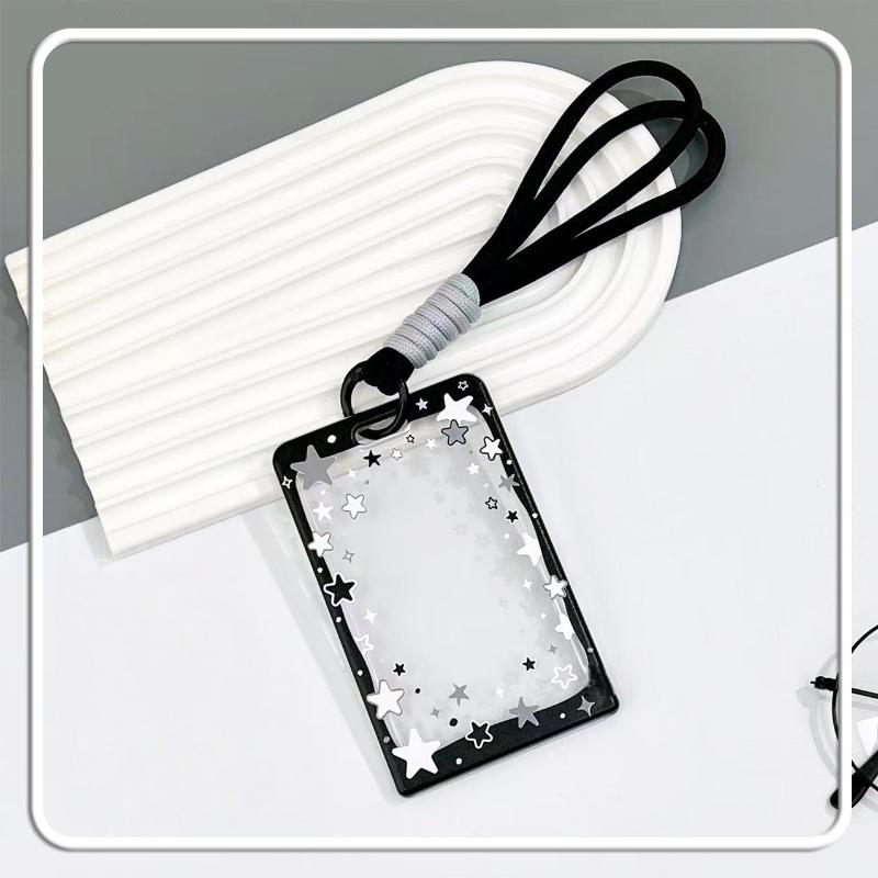 Star Sliding Cover Card Holder Transparent Portable Id Protector Kpop Photocard Photo Case Student School Card Bus Card Holder